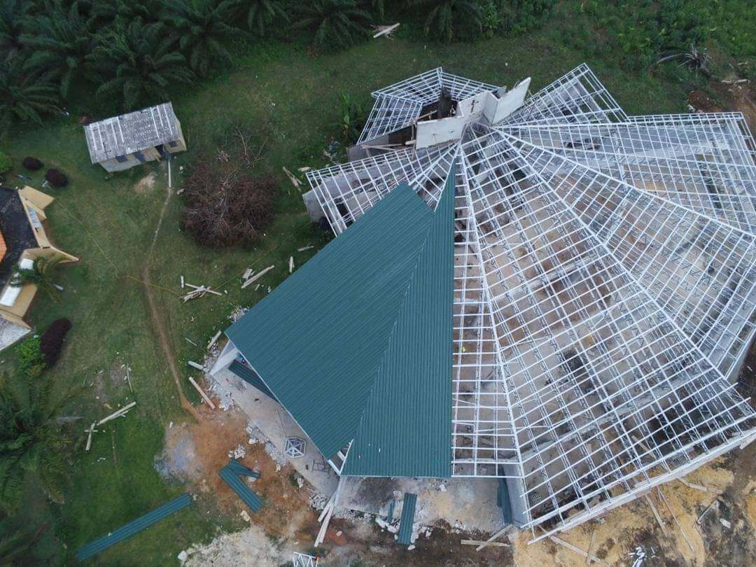 drone image of roof